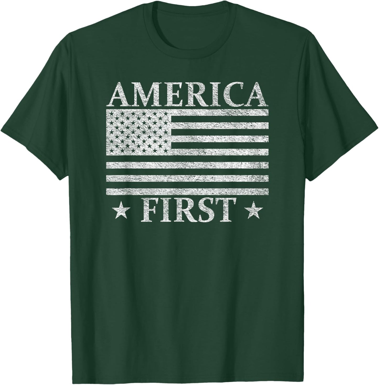 America First Usa American Flag Patriot Stars and Stripes T-Shirt - T-Shirt | Forest