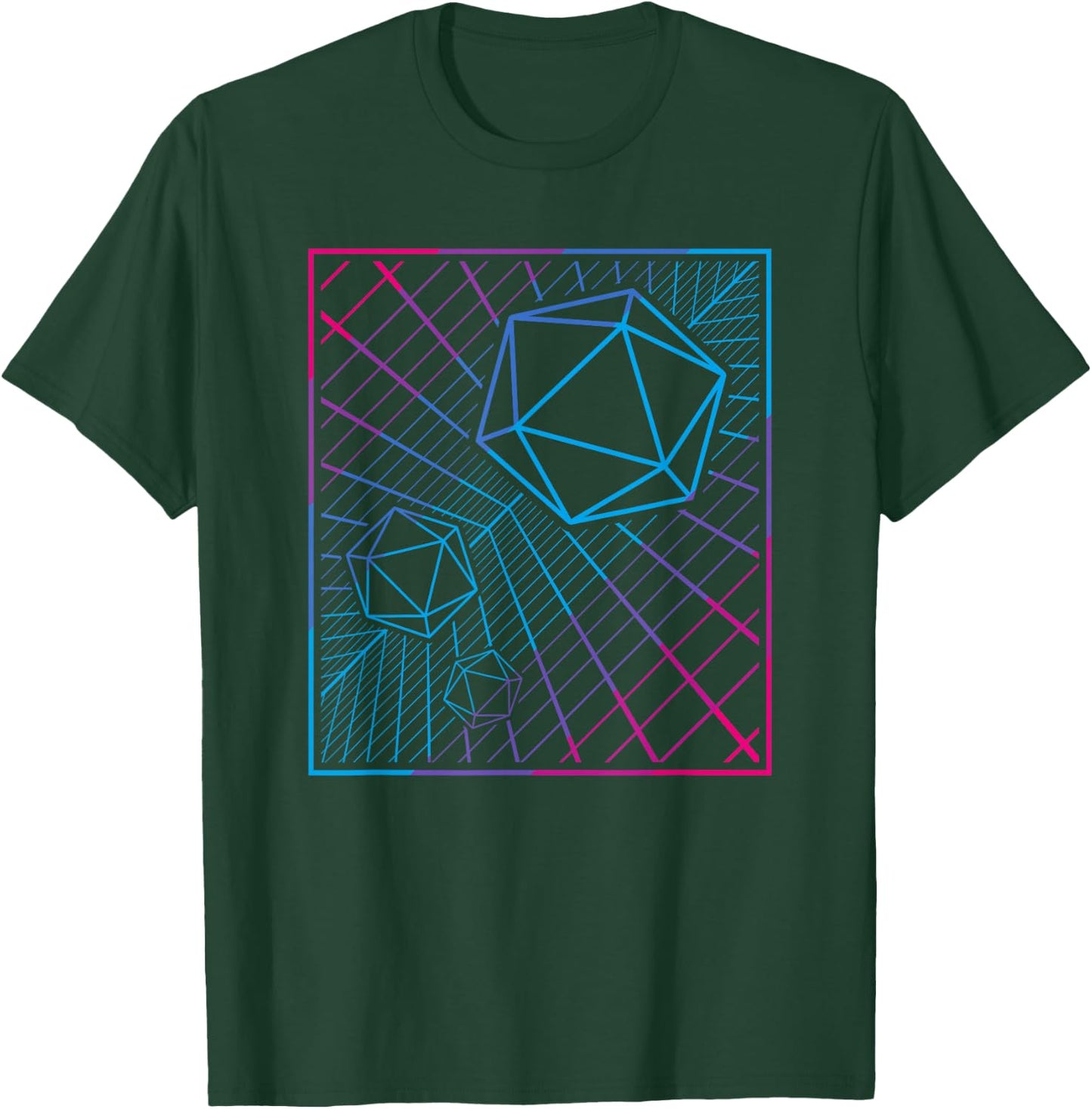 D20 Dice Synthwave Retro 80s TTRPG Synthesizer Music T-Shirt - T-Shirt | Forest