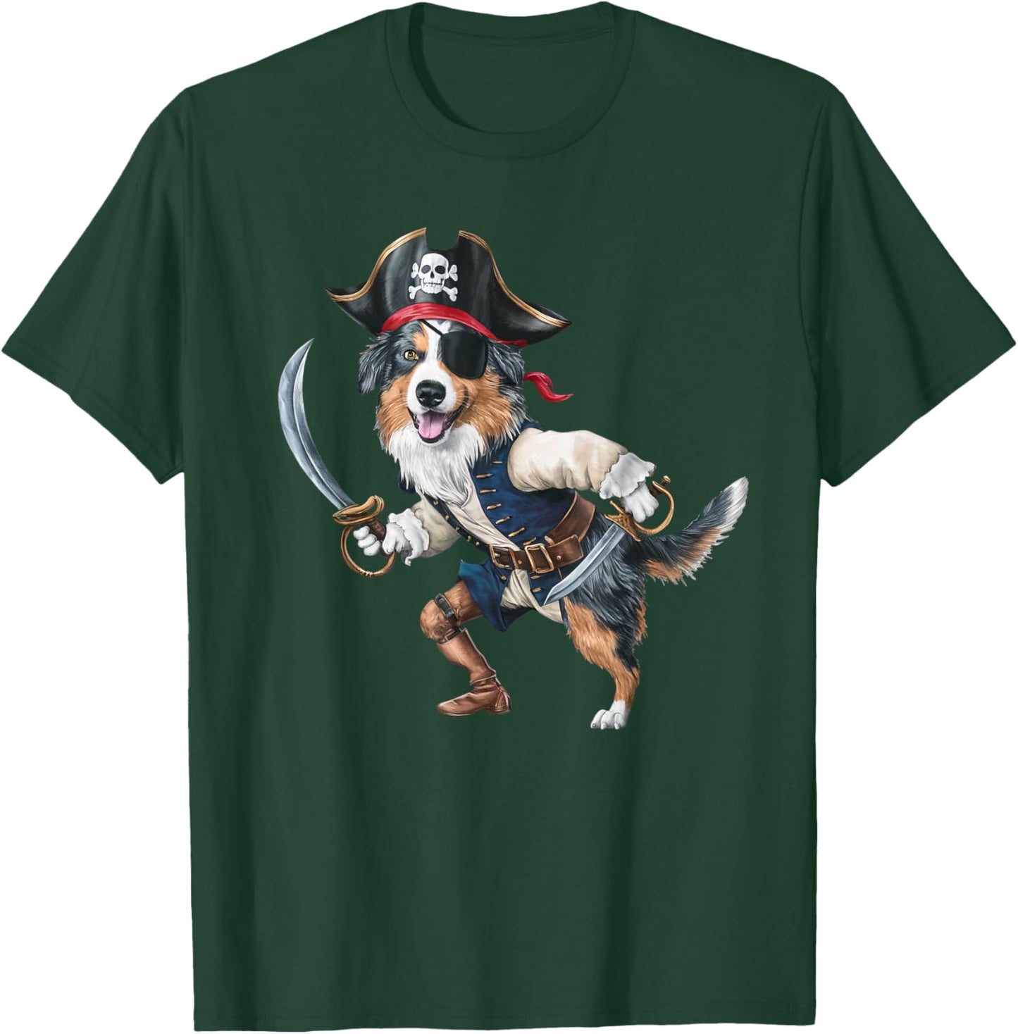 Australian Shepherd Pirate Halloween Kids Pirate T-Shirt - T-Shirt | Forest