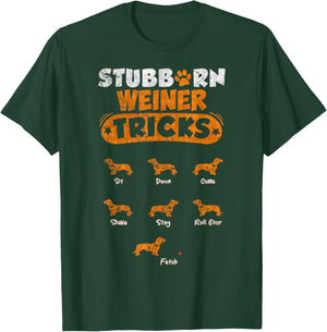 Vintage Stubborn Dachshund Dog Tricks Funny Weiner Lover T-Shirt - T-Shirt | Forest