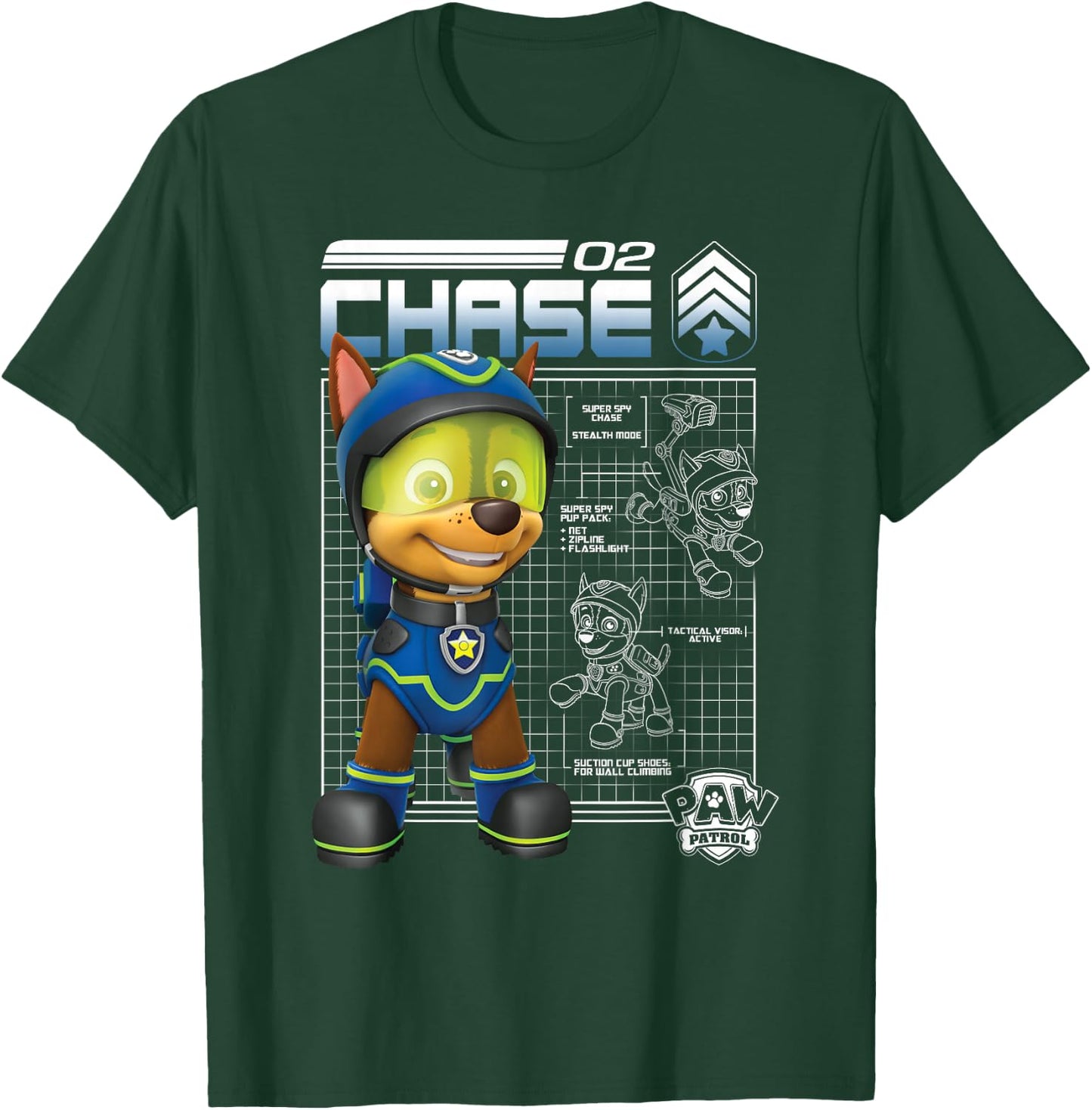 Paw Patrol Police Pup Chase Blueprint T-Shirt - T-Shirt | Forest