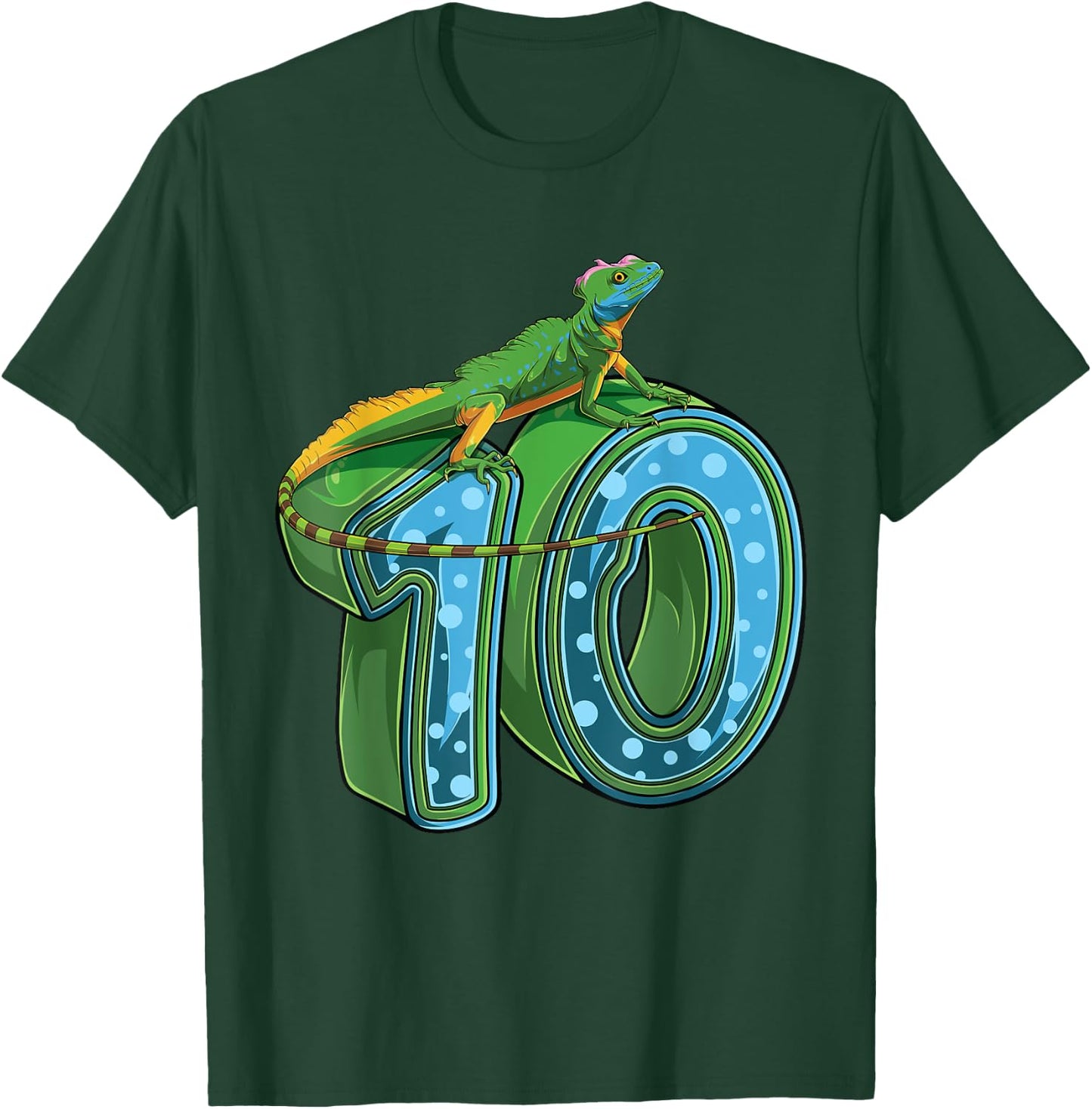 10 Year Old Lizard Reptile 10th Birthday Party B-day T-Shirt - T-Shirt | Forest