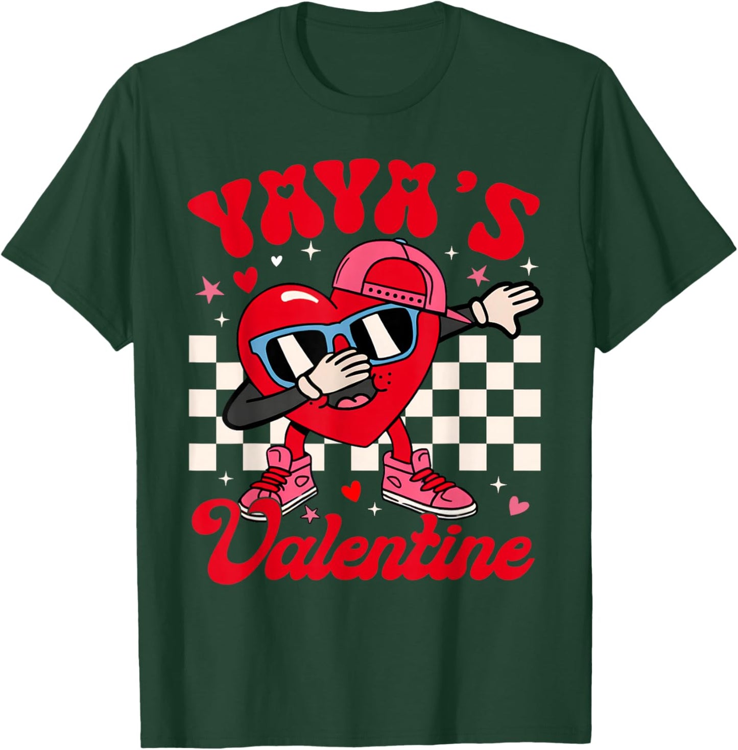 Groovy Dabbing Heart Yaya’s Valentine Boy Girl Men Women T-Shirt - T-Shirt | Forest