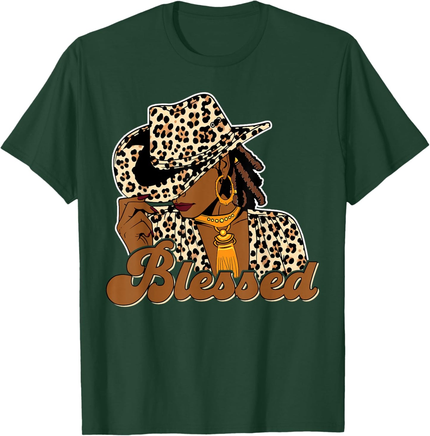 Blessed Cowgirl Black Western Swag African Christian Woman T-Shirt - T-Shirt | Forest