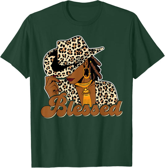 Blessed Cowgirl Black Western Swag African Christian Woman T-Shirt - T-Shirt | Forest