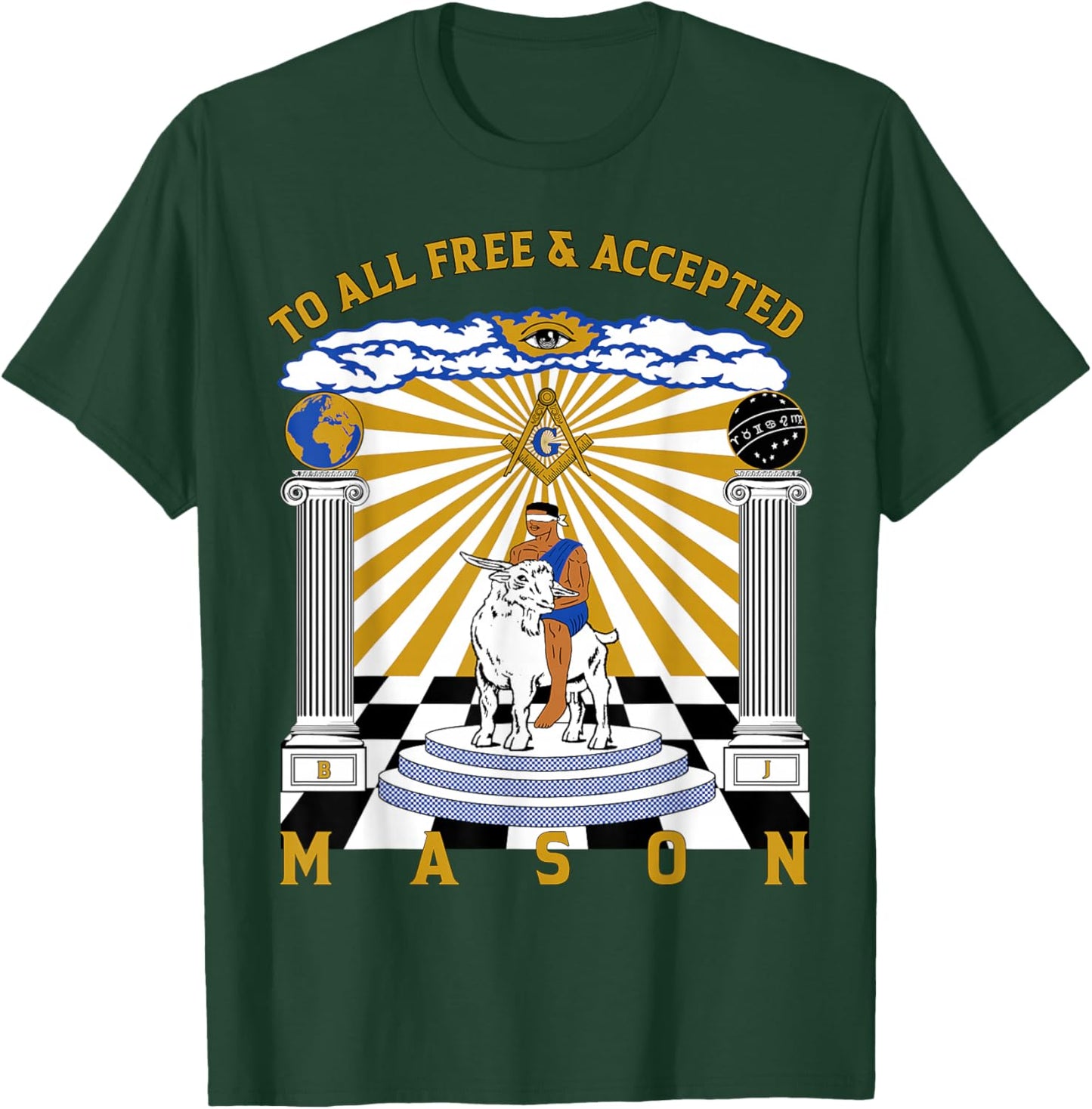 Masonic To All Free & Accepted Masons GOAT Rider Christmas T-Shirt - T-Shirt | Forest