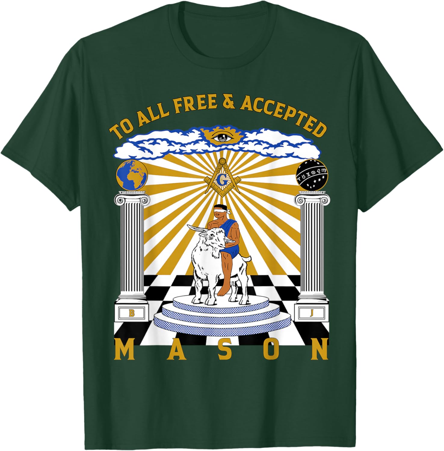 Masonic To All Free & Accepted Masons GOAT Rider Christmas T-Shirt - T-Shirt | Forest