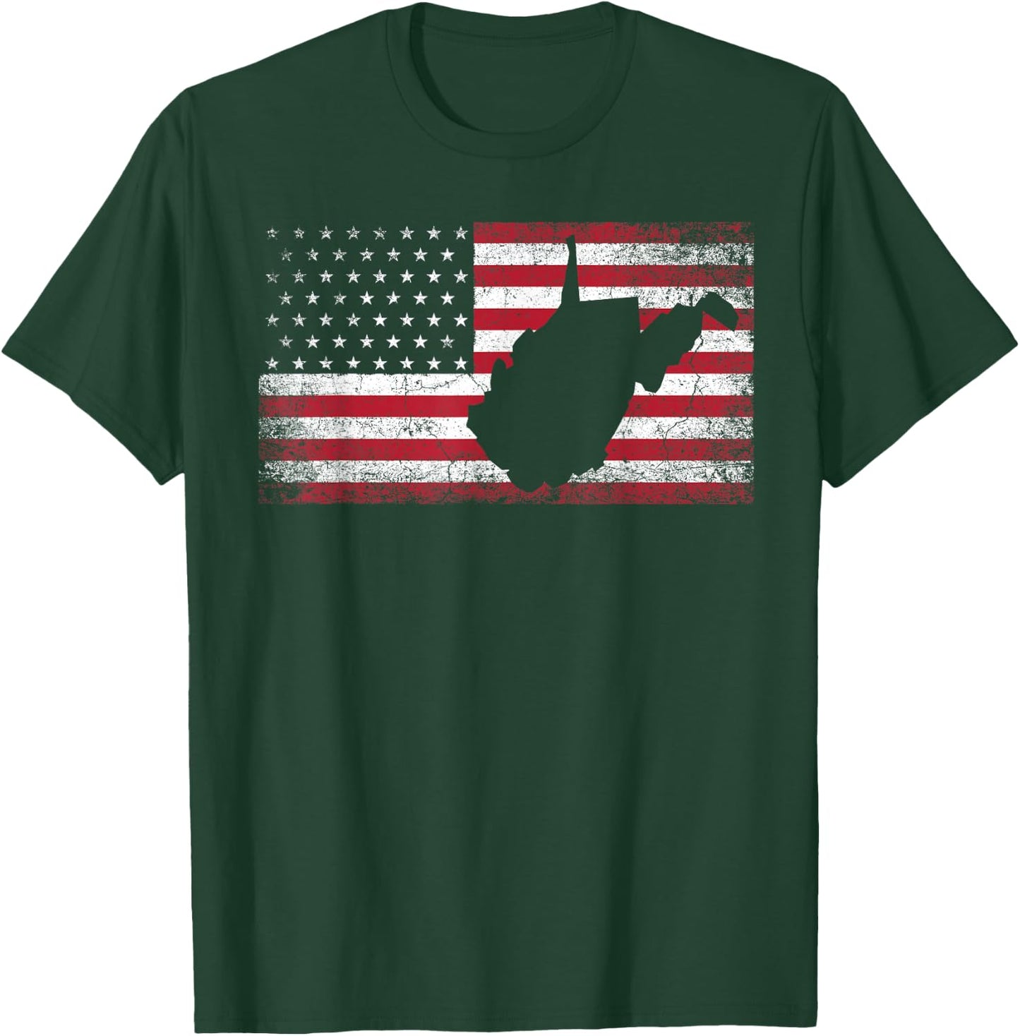 American Flag 4th of July West Virginia WV Vintage Men Women T-Shirt - T-Shirt | Forest