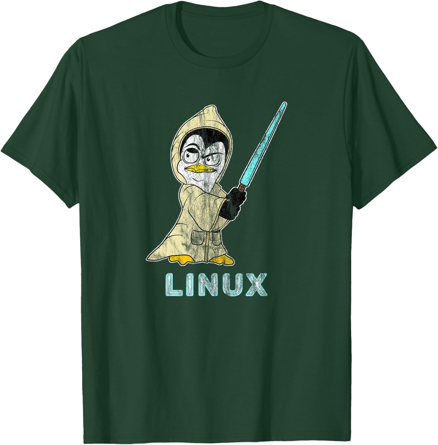 Retro Linux Penguin for Linux Admin and Hacker T-Shirt - T-Shirt | Forest