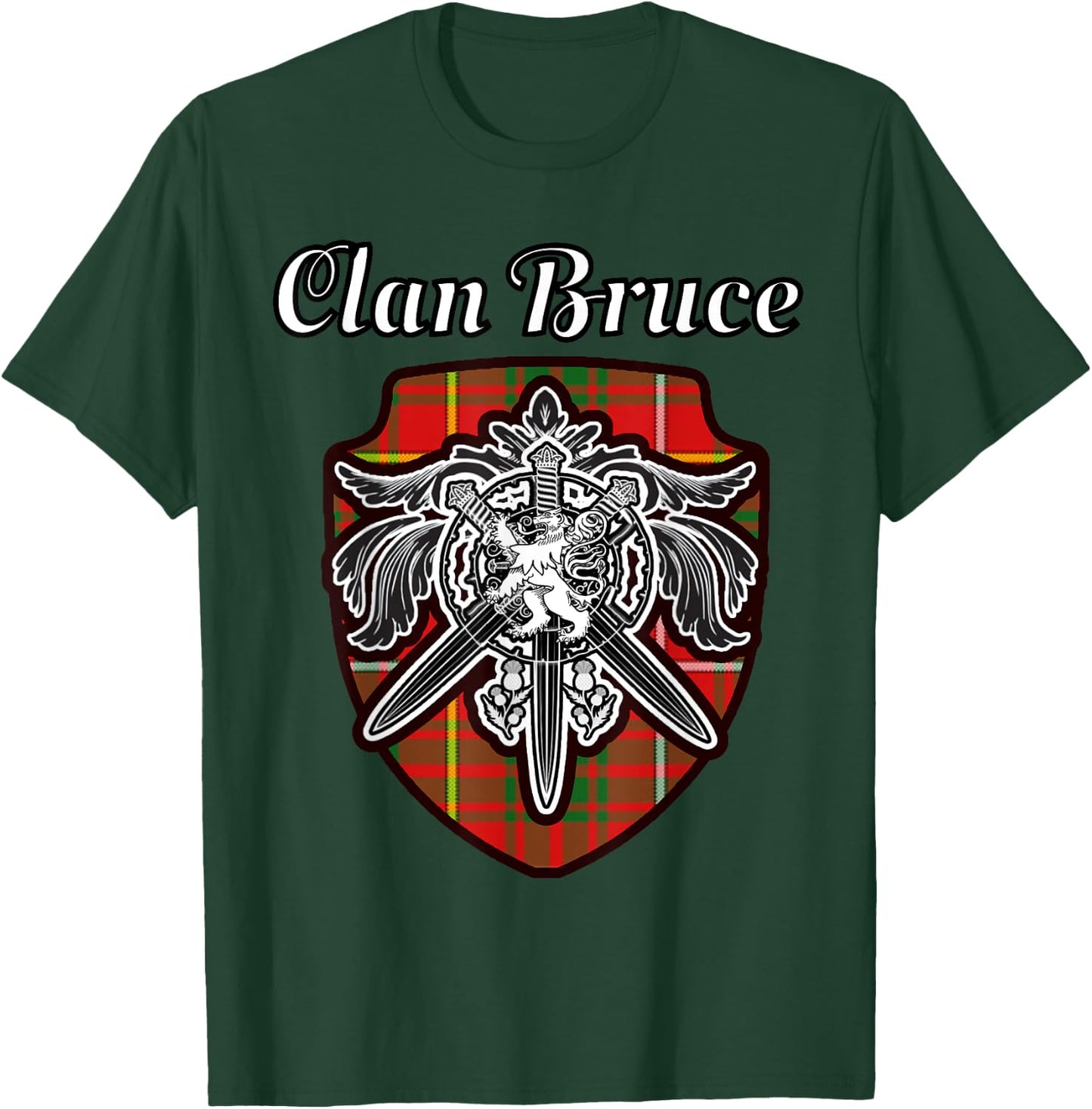 Bruce Scottish Clan Tartan Lion Sword T-Shirt - T-Shirt | Forest