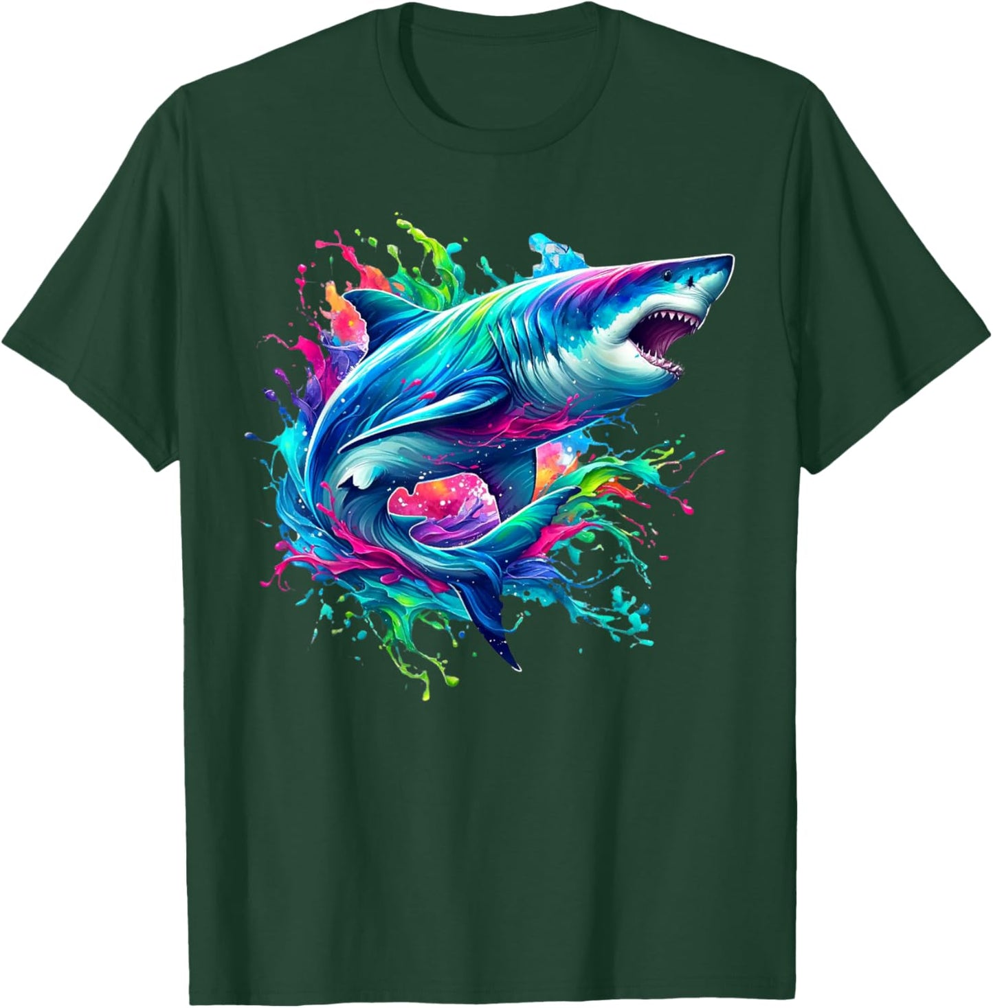 Shark Marine Biologist Paint Splash Ocean Animal Shark Lover T-Shirt - T-Shirt | Forest
