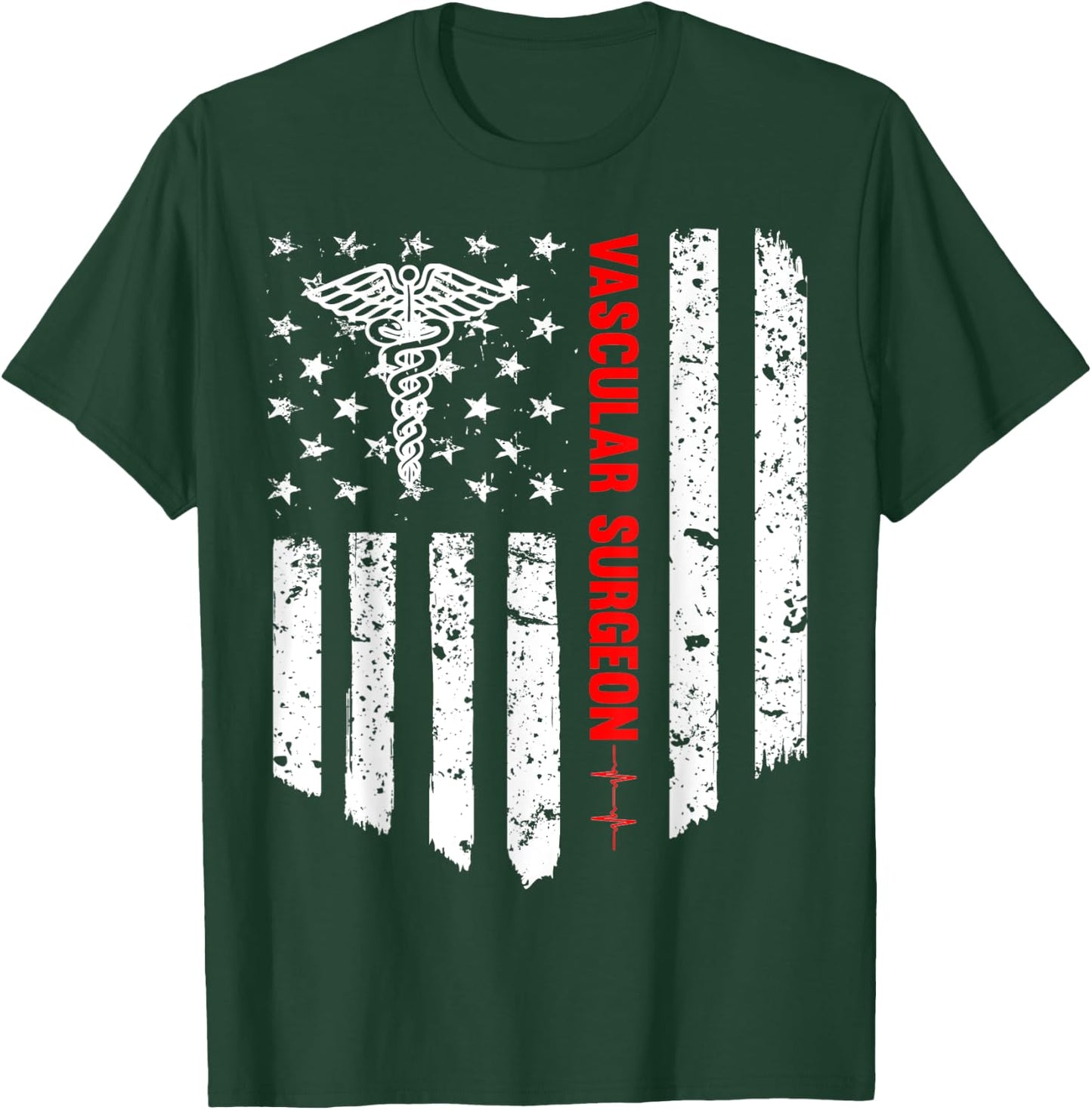 Vascular Surgeon American Flag Patriotic Medicine Gift Women Men T-Shirt - T-Shirt | Forest