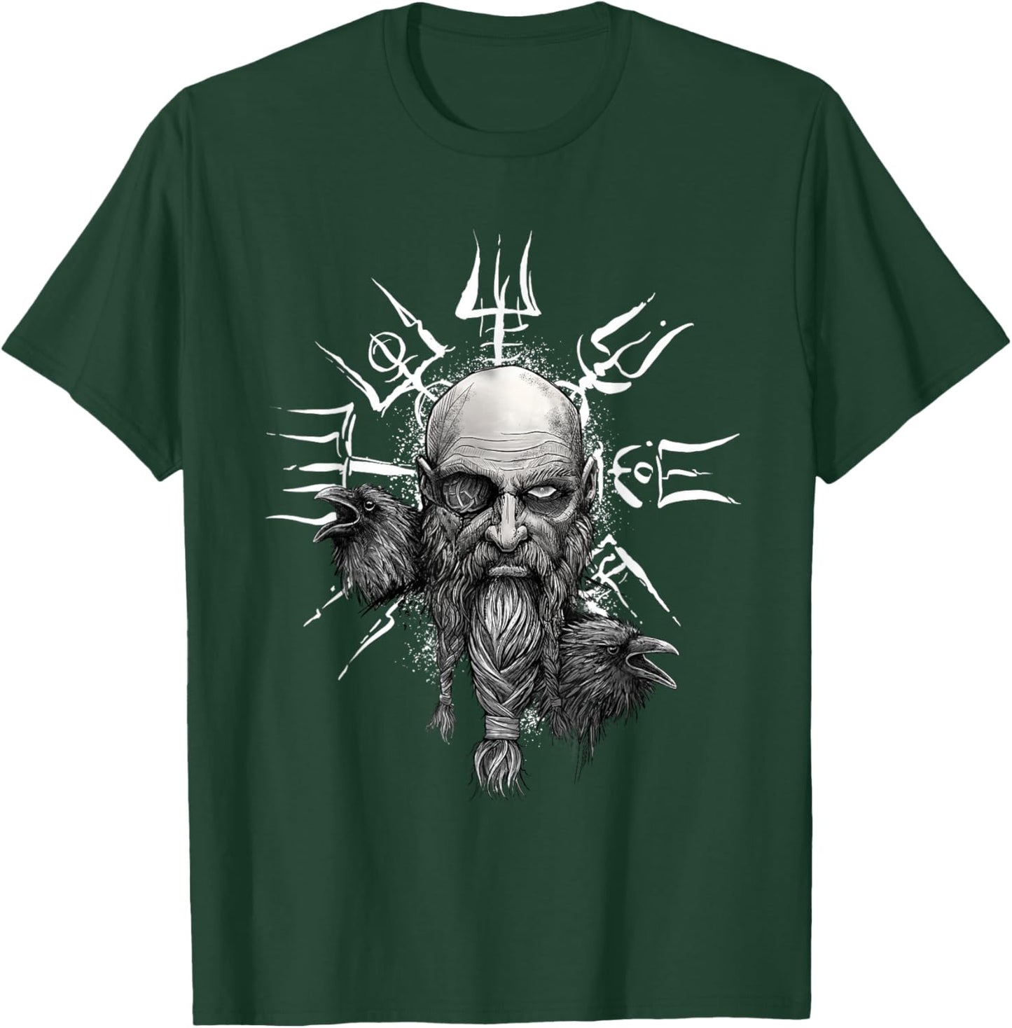 Vikings Vegvisir Odin with Hugin und Munin | Nordic Vikings T-Shirt - T-Shirt | Forest