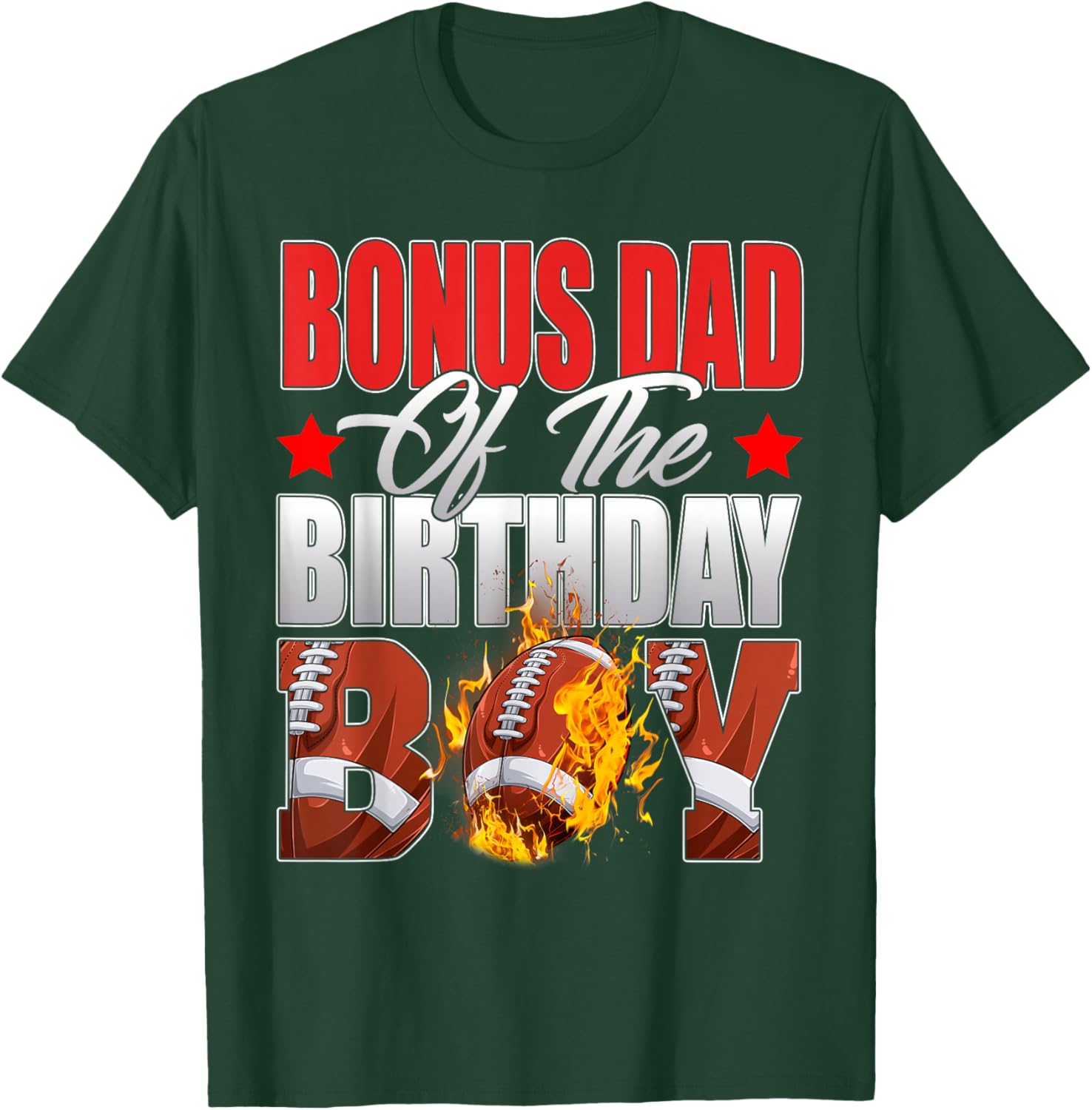 Bonus Dad Of The Birthday Boy Football Bday Celebration T-Shirt - T-Shirt | Forest