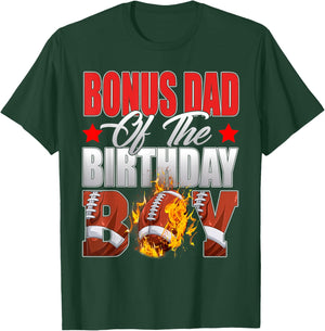 Bonus Dad Of The Birthday Boy Football Bday Celebration T-Shirt - T-Shirt | Forest