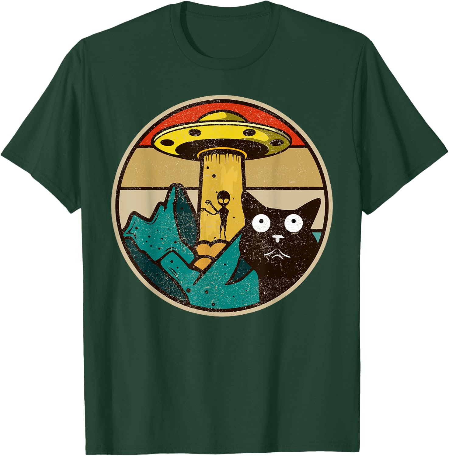 UFO - Crazy Cat & Alien T-Shirt - T-Shirt | Forest