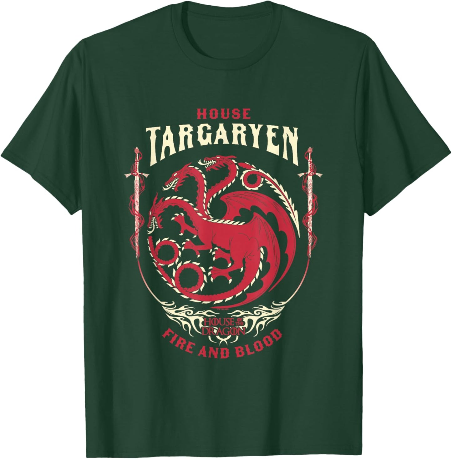 House of the Dragon House Of Targaryen Fire And Blood Badge T-Shirt - T-Shirt | Forest