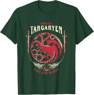 House of the Dragon House Of Targaryen Fire And Blood Badge T-Shirt - T-Shirt | Forest