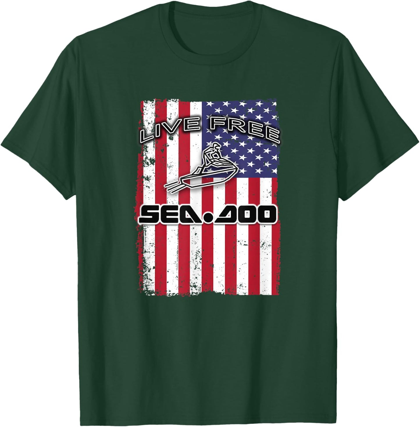 Big Wave - Seadoo American Live Free T-Shirt - T-Shirt | Forest