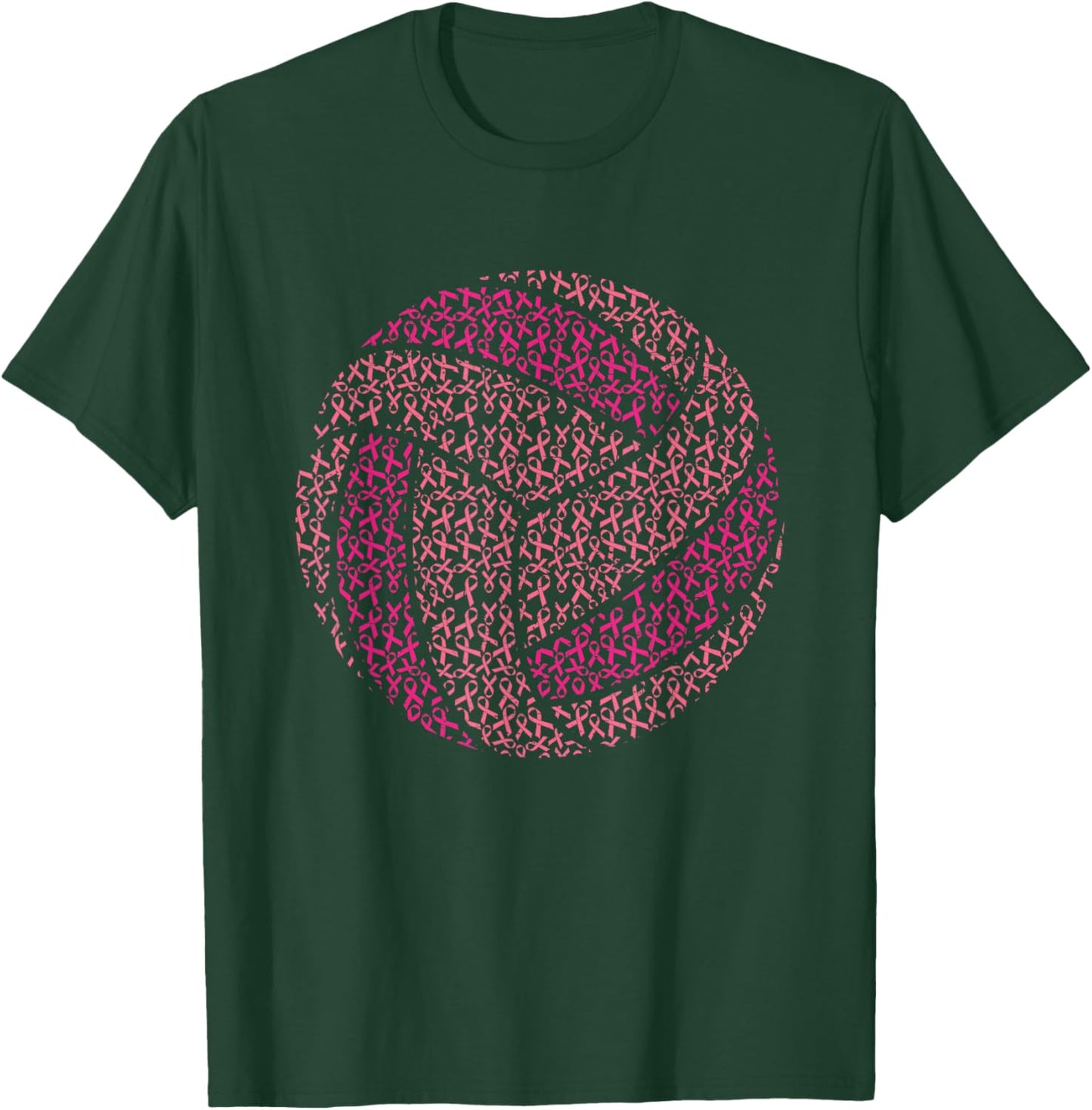 Pink Out Breast Cancer Awareness Pink Ribbon Volleyball Ball T-Shirt - T-Shirt | Forest
