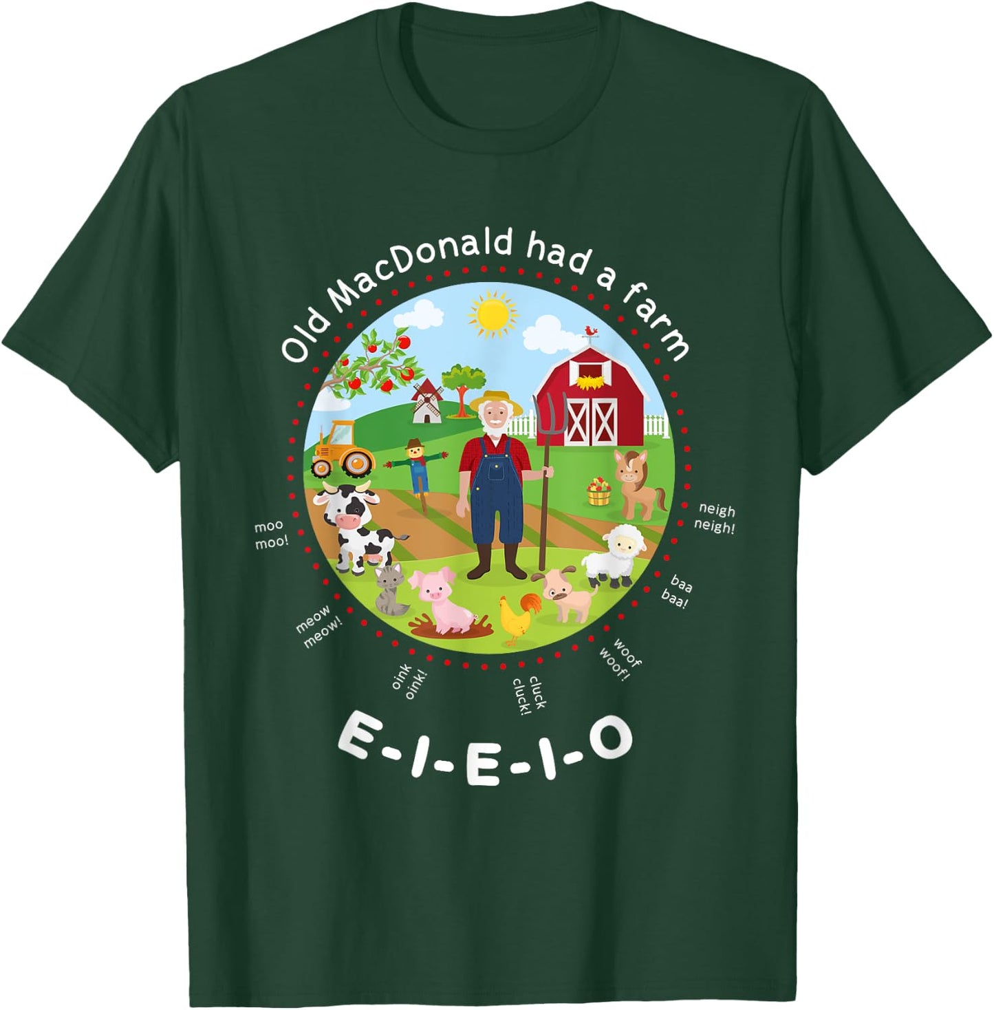 Old MacDonald had a farm English Nursery Rhyme Theme T-Shirt - T-Shirt | Forest