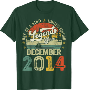 Legends Since December 2014 Vintage Retro 10th Birthday Boys T-Shirt - T-Shirt | Forest