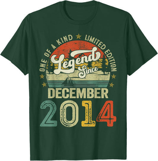 Legends Since December 2014 Vintage Retro 10th Birthday Boys T-Shirt - T-Shirt | Forest