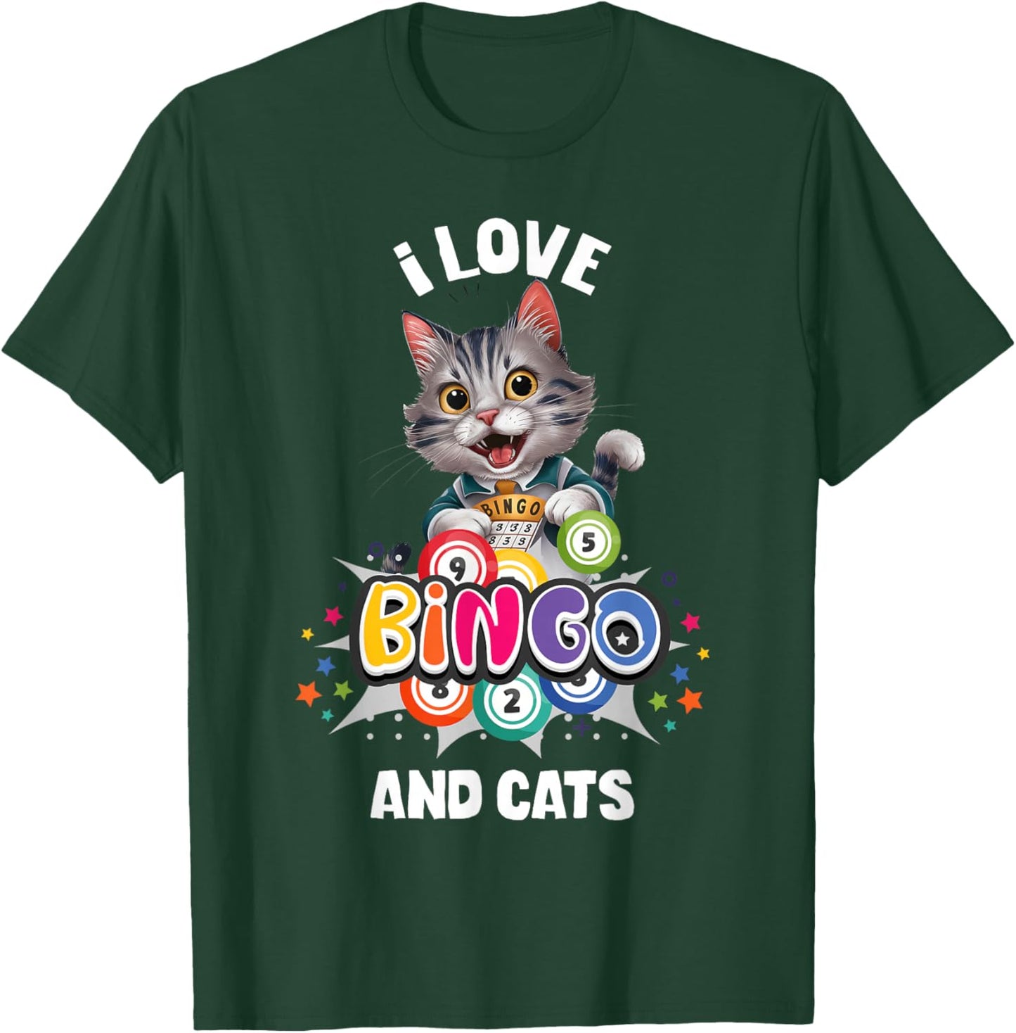 I Love Bingo And Cats Cat Lover Gambling Bingo Squad T-Shirt - T-Shirt | Forest