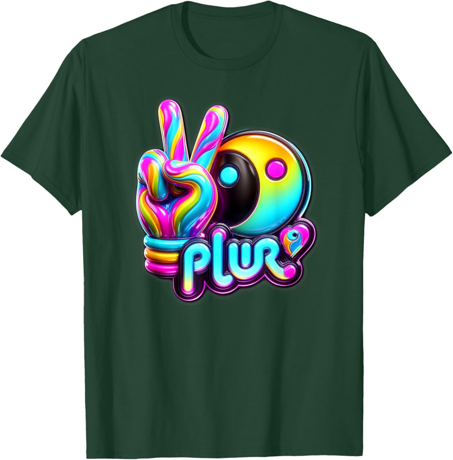 PLUR EDC EDM Rave Dance Music Kandi Vibes Techno Electronic T-Shirt - T-Shirt | Forest