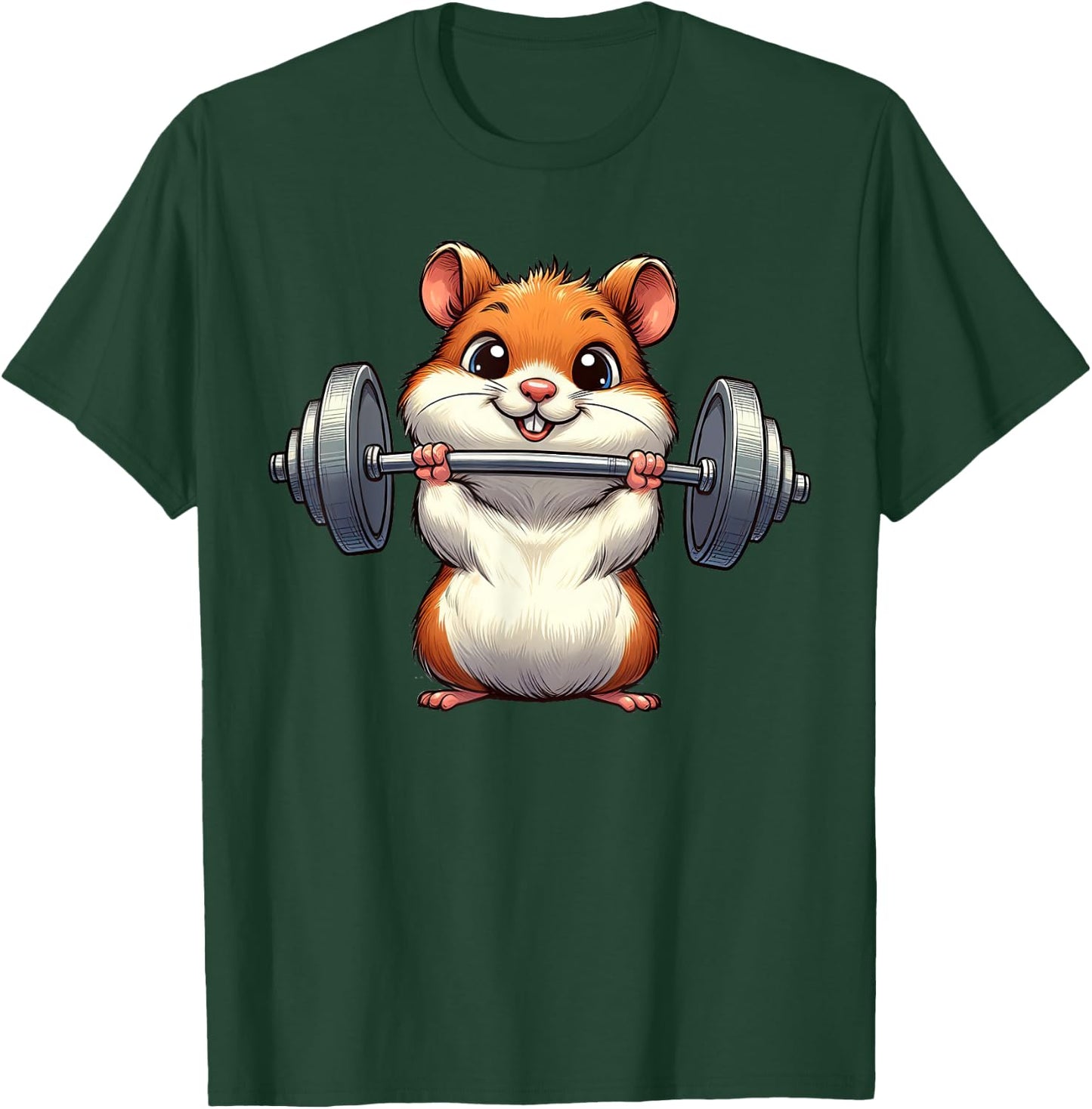 Cute Hamster Weightlifting Fitness Gym Bodybuilding T-Shirt - T-Shirt | Forest