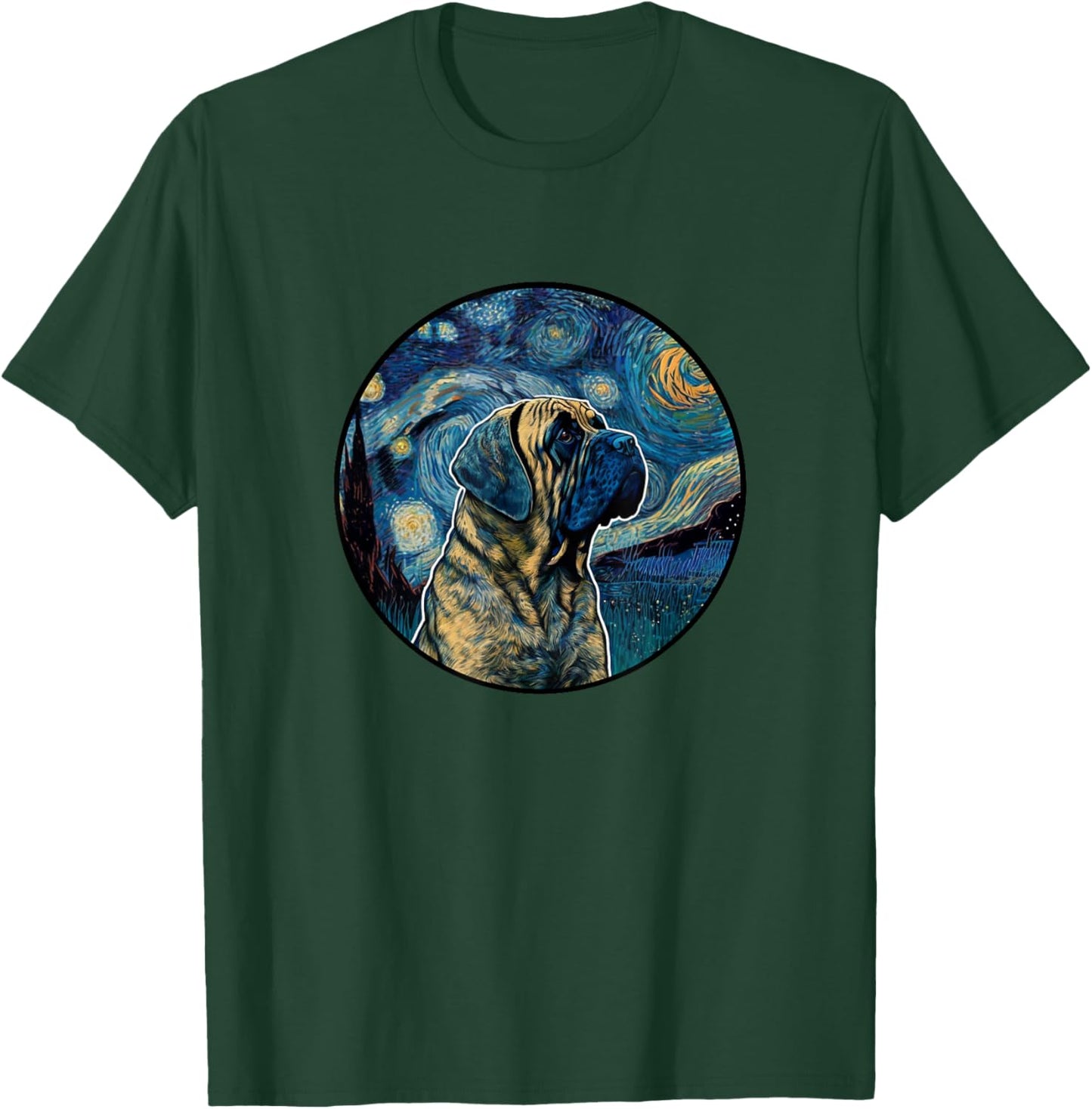 English Mastiff Starry Night Painting Dog Mom Dad T-Shirt - T-Shirt | Forest