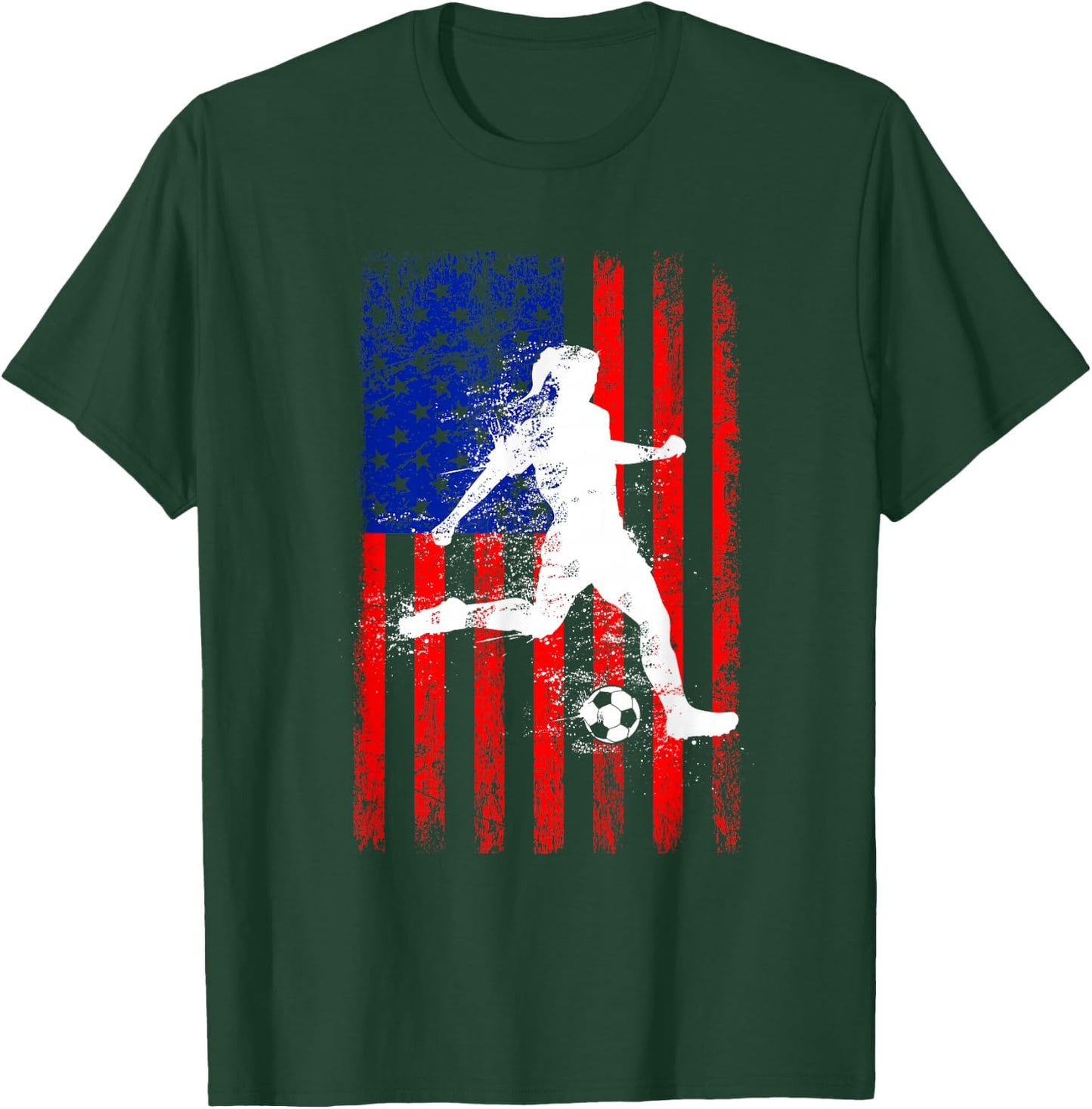 USA American Flag Soccer Shirt for Girls Women T-Shirt - T-Shirt | Forest