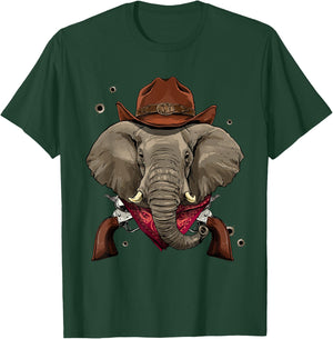 Cowboy Elephant Western Rodeo Cowboy Hat and Bandana T-Shirt - T-Shirt | Forest
