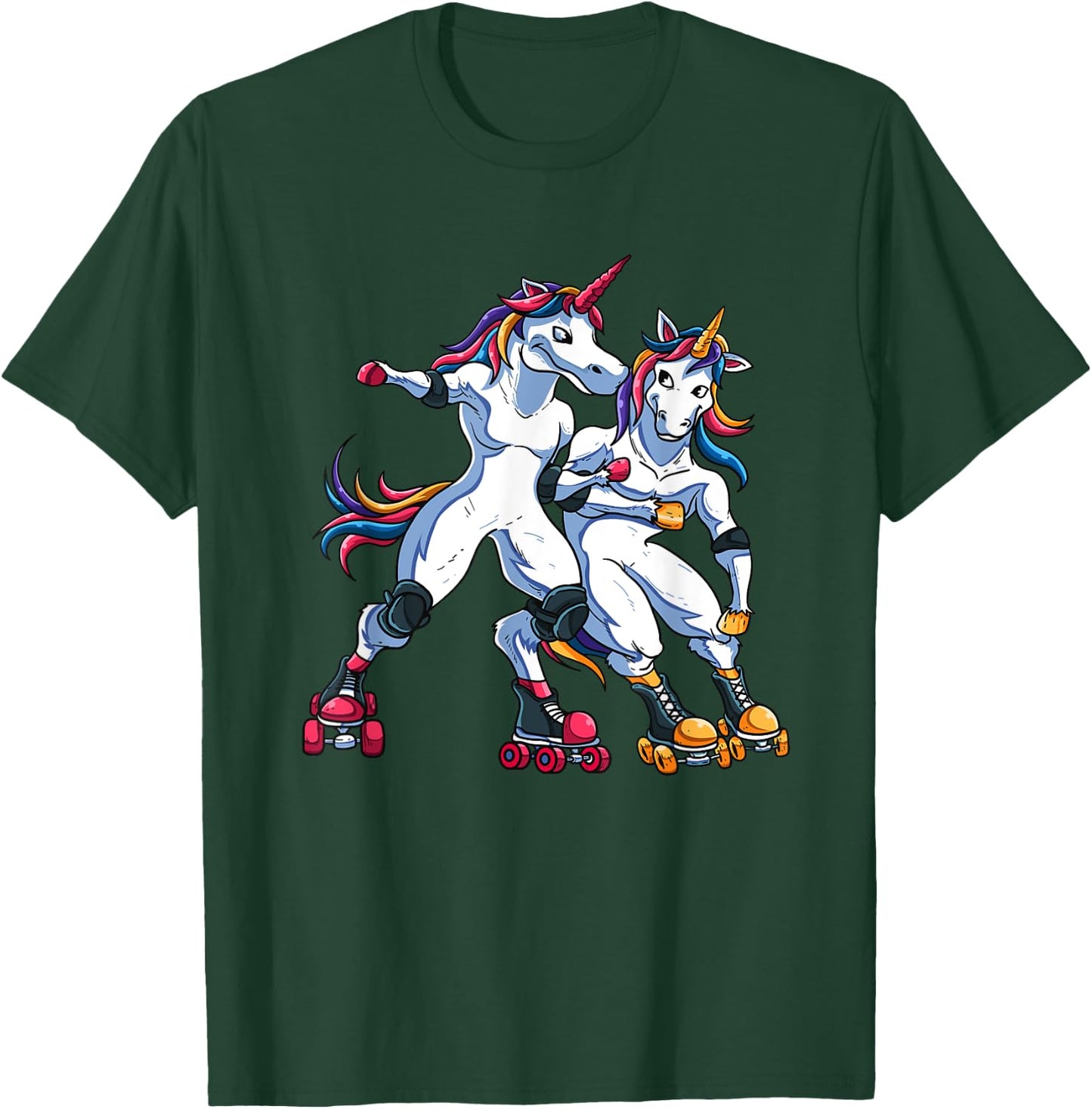 Magical Rainbow Unicorn Sports Roller Derby Player For Kids T-Shirt - T-Shirt | Forest