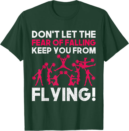 Funny Cheerleader Flying and Falling Cheerleading Design T-Shirt - T-Shirt | Forest