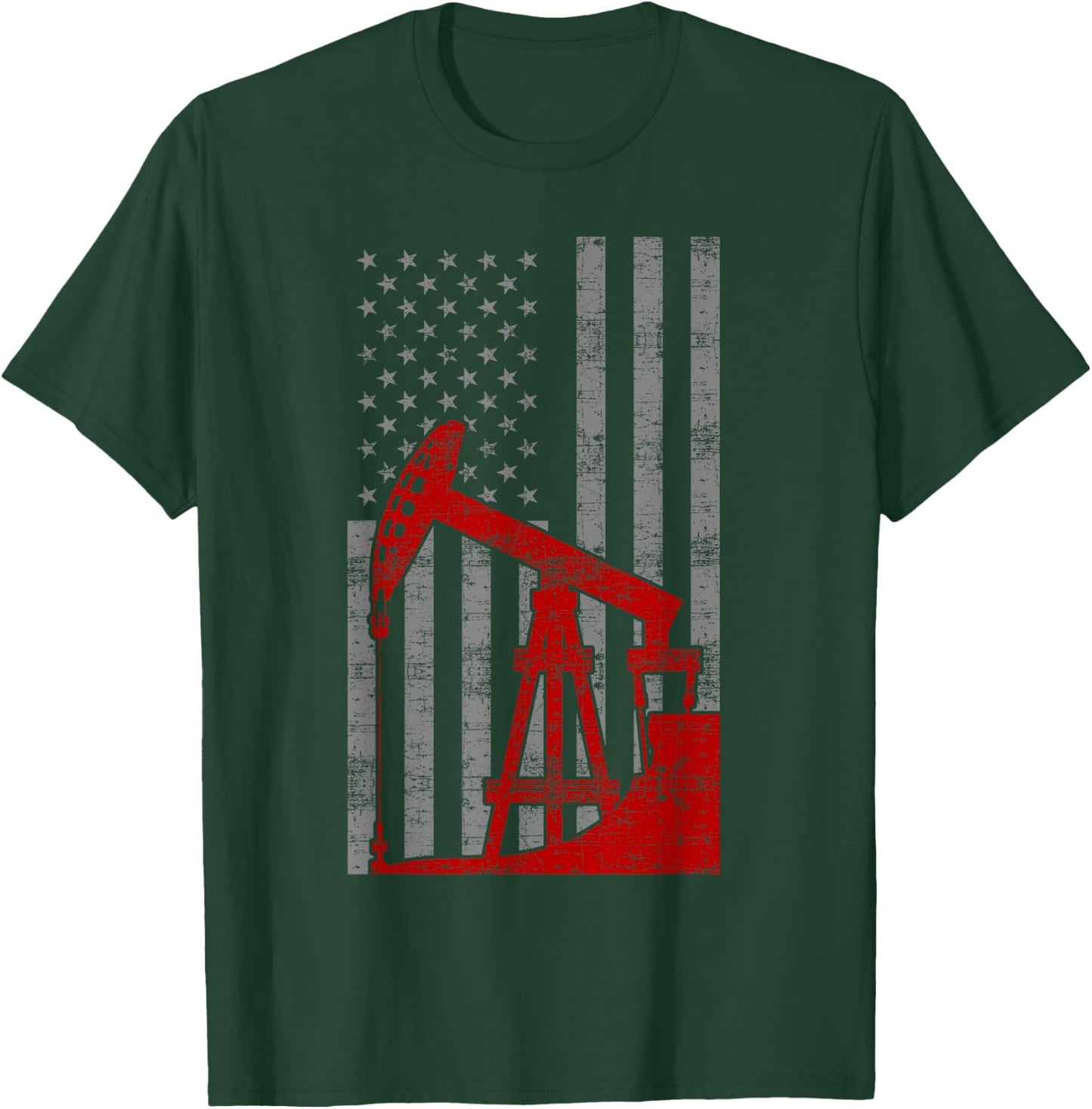 Landman USA Flag Oil Rig US Worker Funny Gift T-Shirt - T-Shirt | Forest