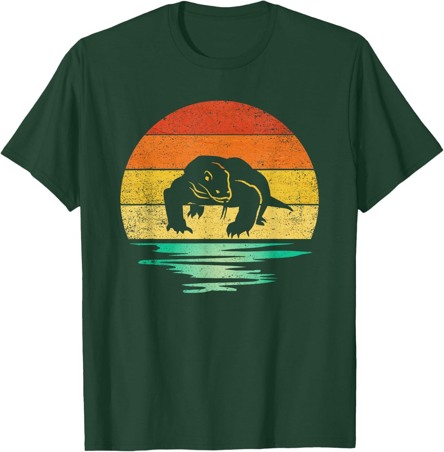 Vintage Komodo Dragon Reptile Retro Sunset Komodo Dragon T-Shirt - T-Shirt | Forest