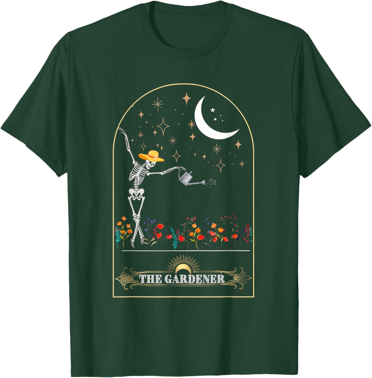 The Gardener Skeleton Tarot Card Gardening Planting Plant T-Shirt - T-Shirt | Forest