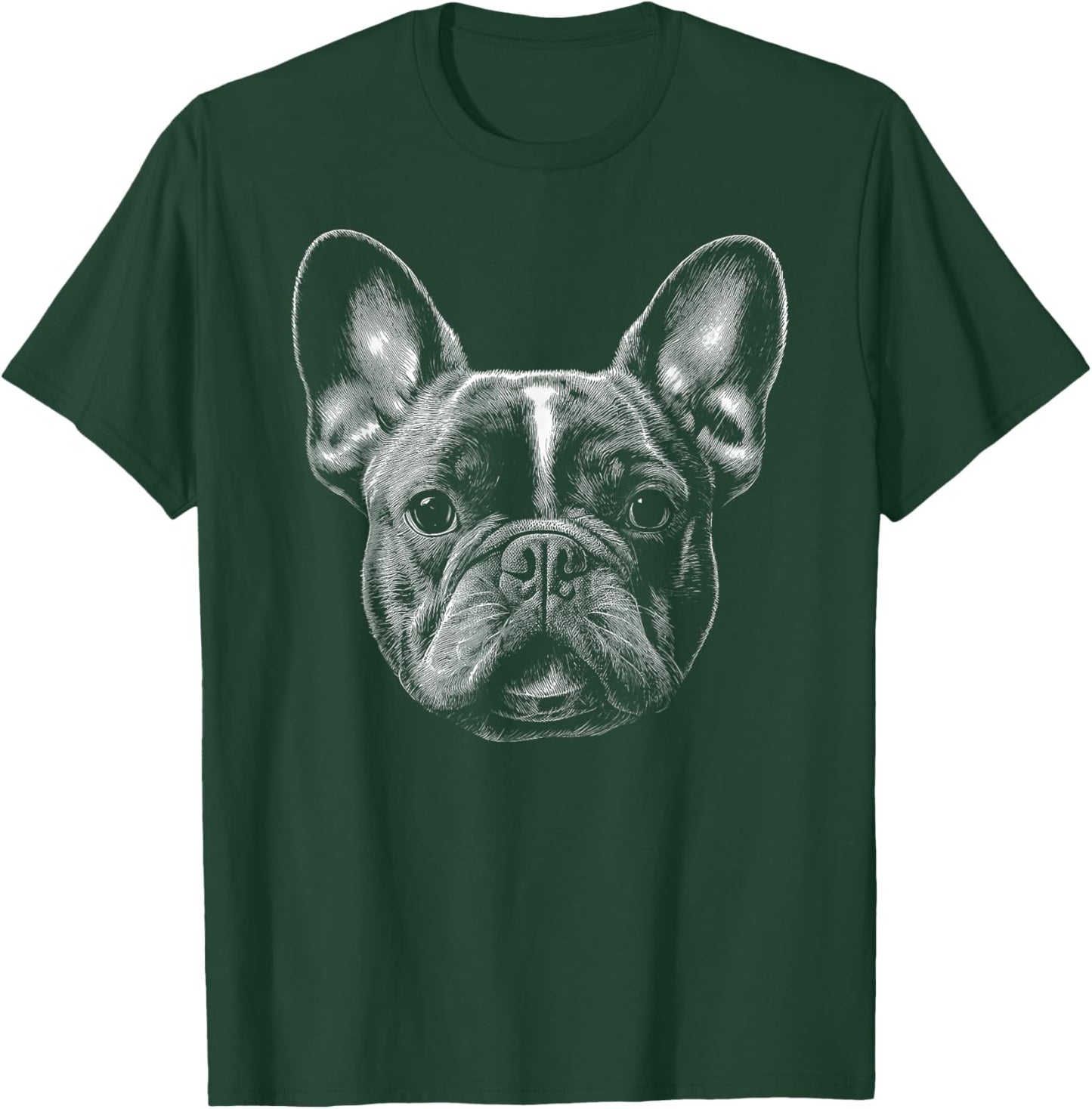 Frenchie Head French Bulldog Men Women Kids T-Shirt - T-Shirt | Forest