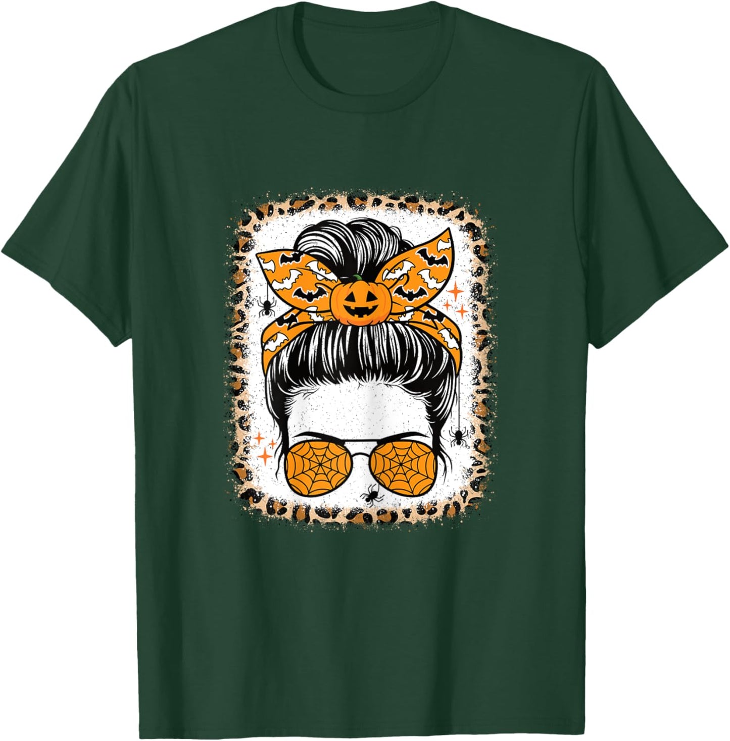 Cute Halloween Messy Bun Scare Halloween Women Girls T-Shirt - T-Shirt | Forest