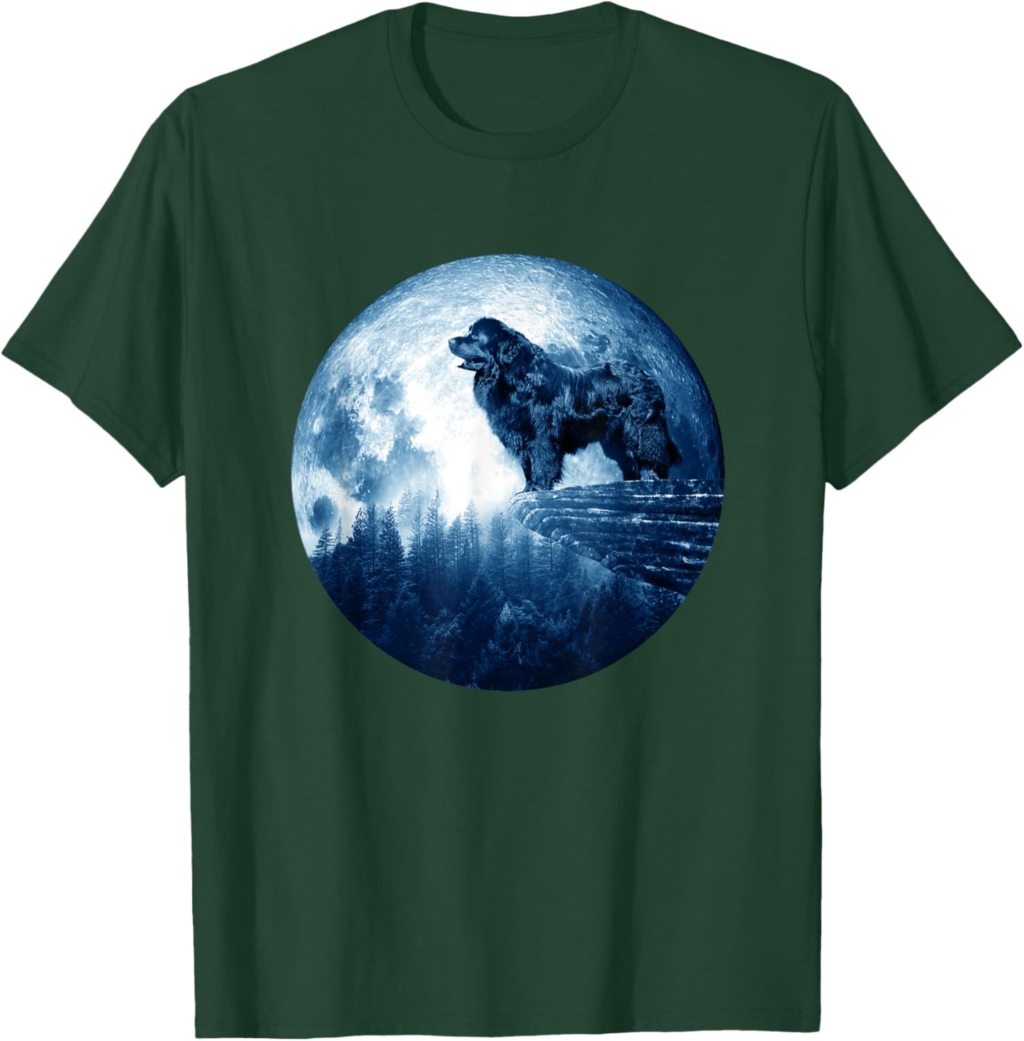 Newfoundland Dog Moon Dog Mom Dad Women Men Dog Lovers T-Shirt - T-Shirt | Forest