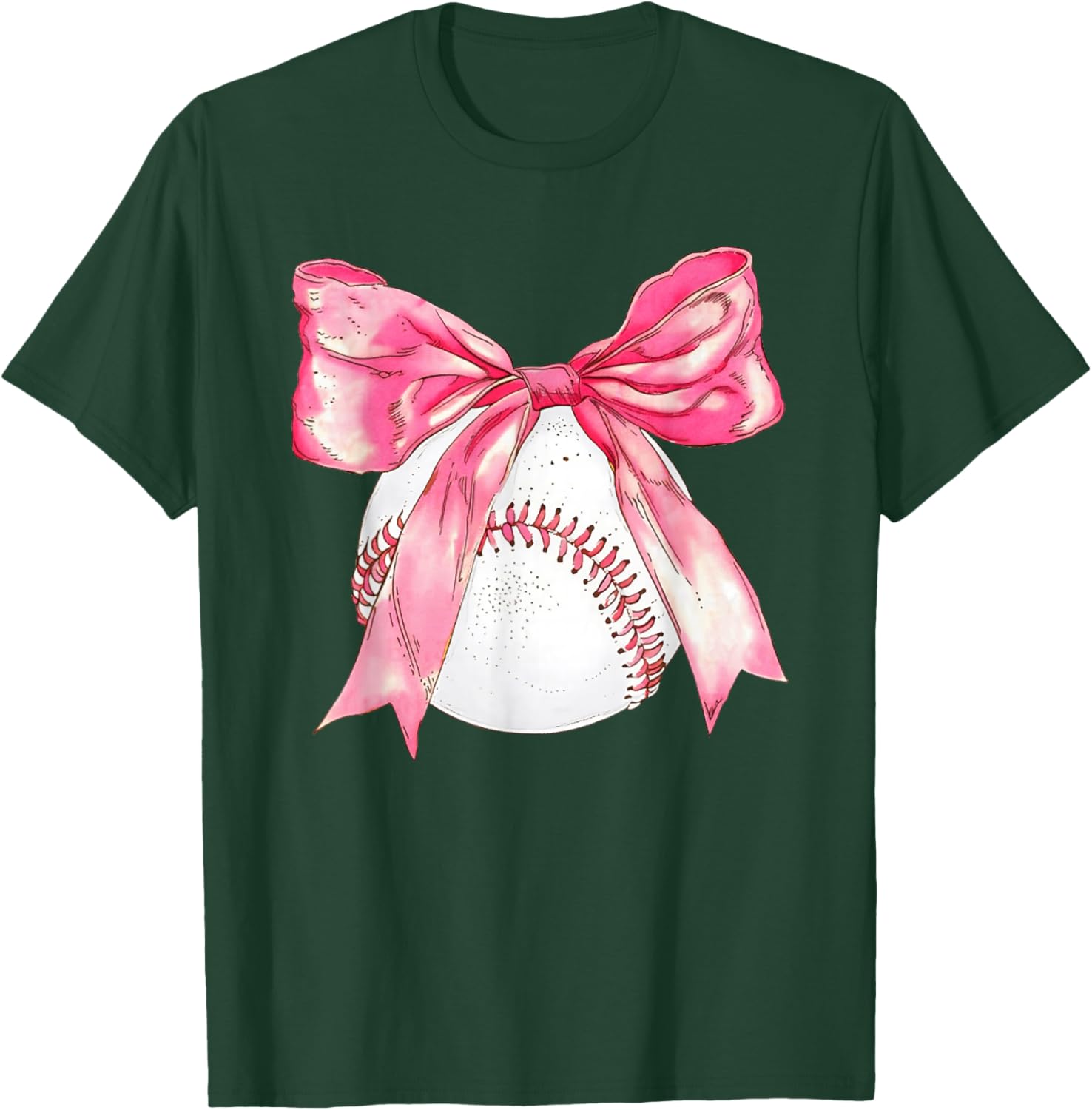 Baseball Mom Coquette Pink Bow Mothers Day Baseball Mama T-Shirt - T-Shirt | Forest