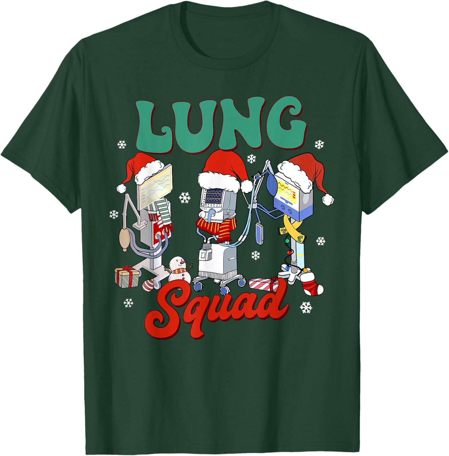Lung Squad Ventilator Santa Respiratory Therapist Christmas T-Shirt - T-Shirt | Forest