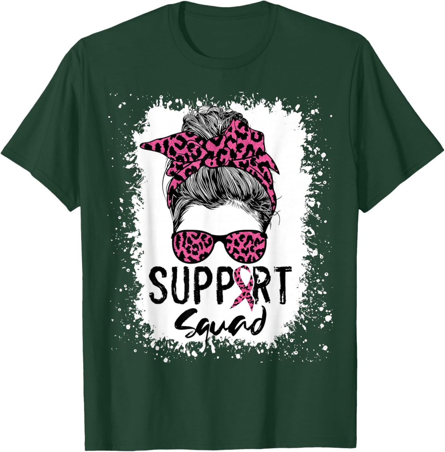 Breast Cancer Support Squad Shirt , Messy Bun Pink T-Shirt - T-Shirt | Forest