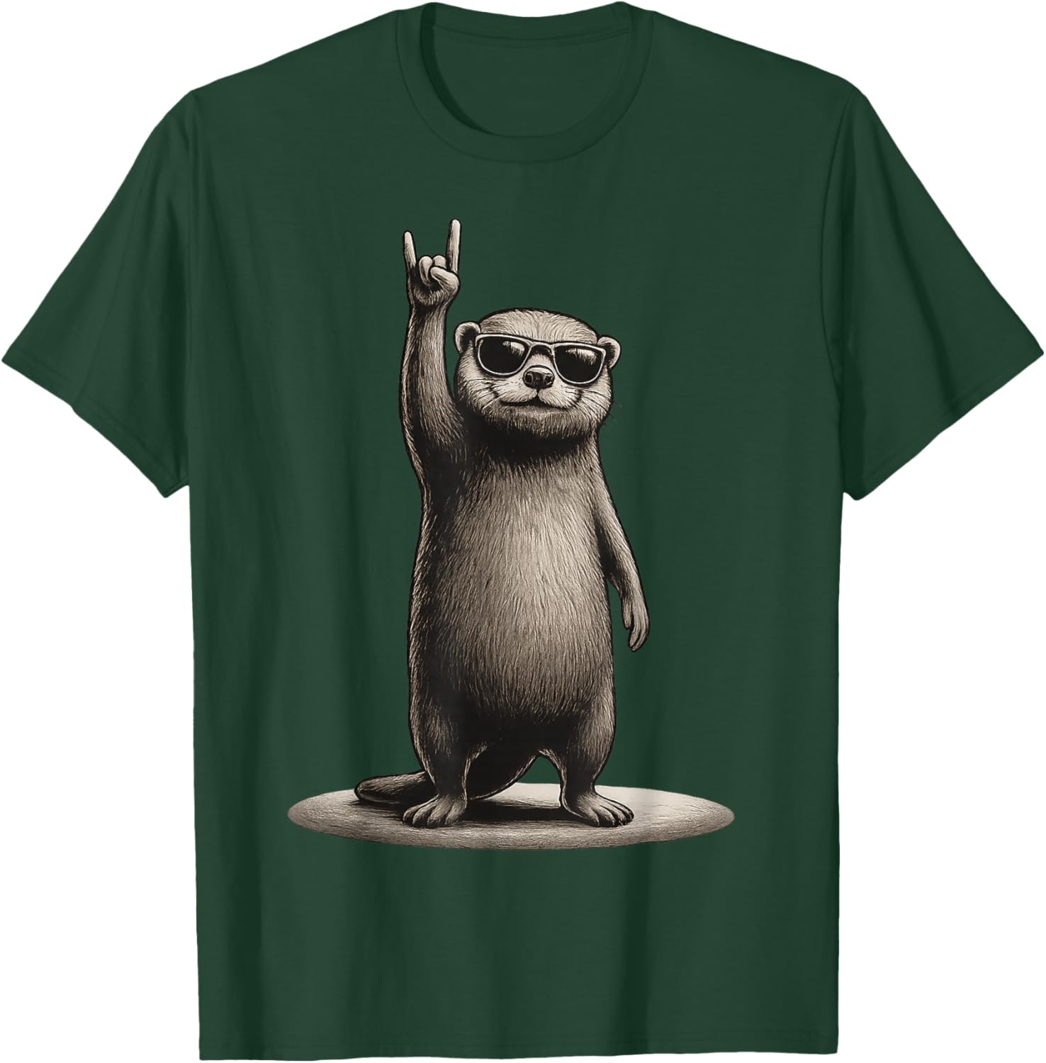 Retro Otter Rock On Music Funny Gift Men Women Boy Girl Kid T-Shirt - T-Shirt | Forest