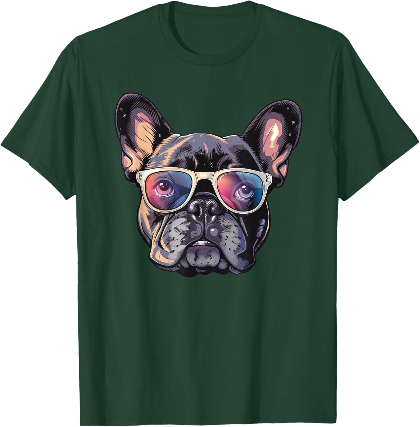 French Bulldog Dog Sunglasses T-Shirt - T-Shirt | Forest