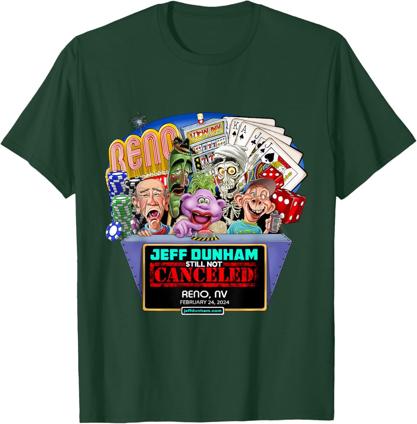 Jeff Dunham Reno, NV (2024) T-Shirt - T-Shirt | Forest