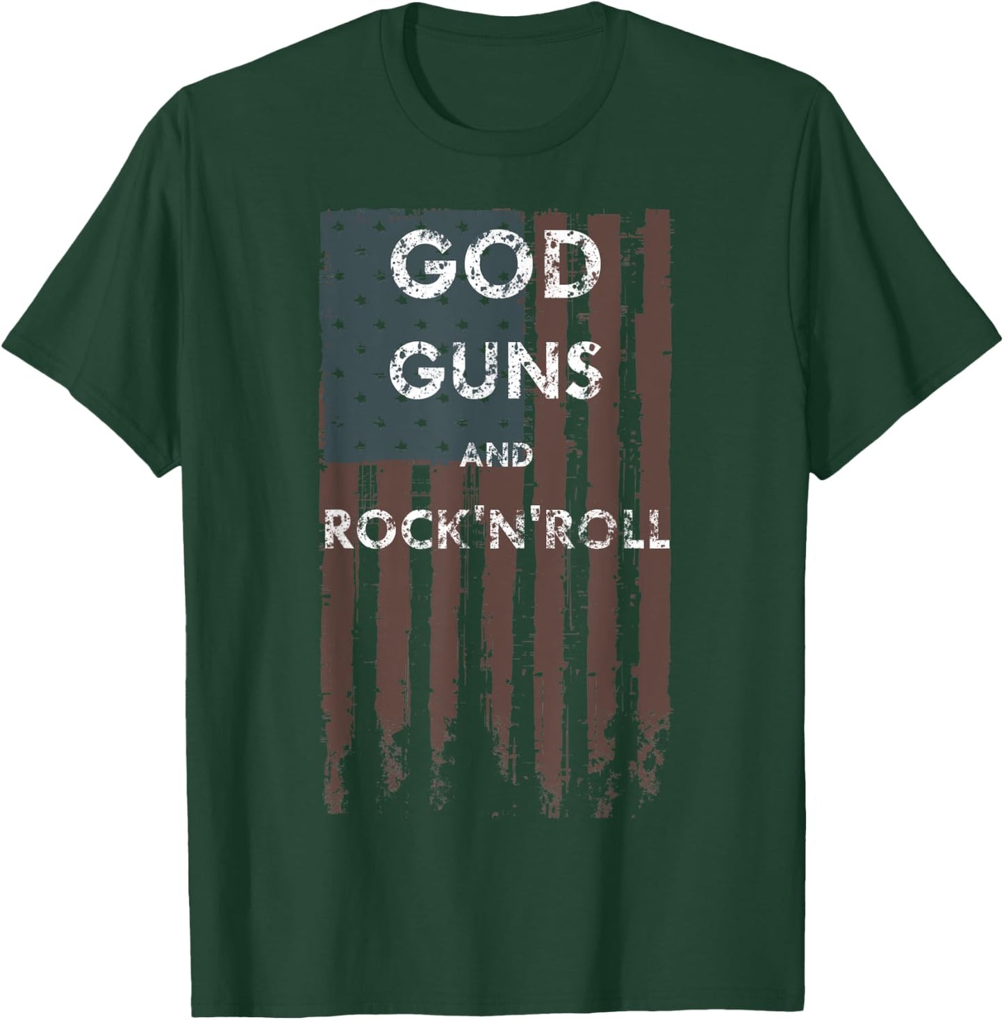 God Guns Rock n' Roll American Flag 2nd Amendment T-Shirt - T-Shirt | Forest
