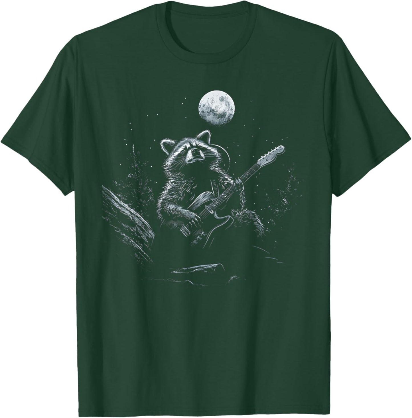 Racoon Playing Guitar Singing Funny Raccoon Meme Guitarist T-Shirt - T-Shirt | Forest