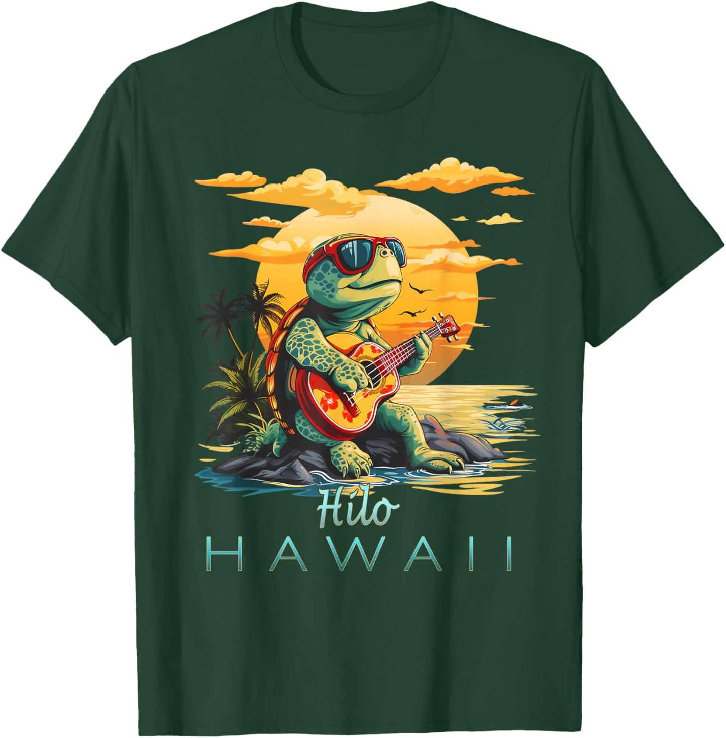 Cute Tropical Hilo Hawaii Sea Turtle Souvenir T-Shirt - T-Shirt | Forest